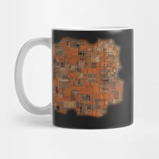 Rust-colored Pattern with Random Shapes and Lines Mug